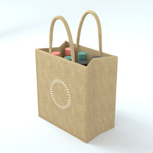 Load image into Gallery viewer, Six Wine Bottle Jute Tote Bag