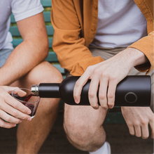 Load image into Gallery viewer, Insulated wine bottle, wine cooler, black plonk bottle, red wine bottle