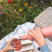 Load image into Gallery viewer, Insulated wine bottle, wine cooler, pink peach plonk bottle, rose wine bottle, picnic
